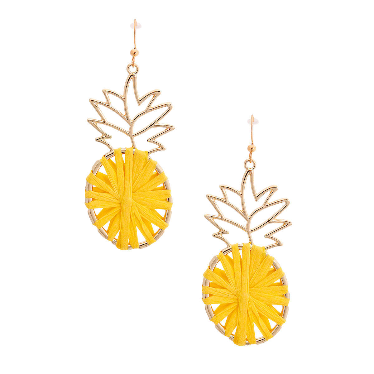 Yellow Raffia Pineapple Earrings|2.5 inches - Premium Wholesale Jewelry from Pinktown - Just $6! Shop now at chiquestyles