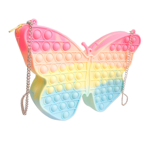 Rainbow Butterfly Bubble Pop Crossbody|9.5 x 6.25 x 1.75 inches - Premium Wholesale Fashion Accessories from Pinktown - Just $36! Shop now at chiquestyles