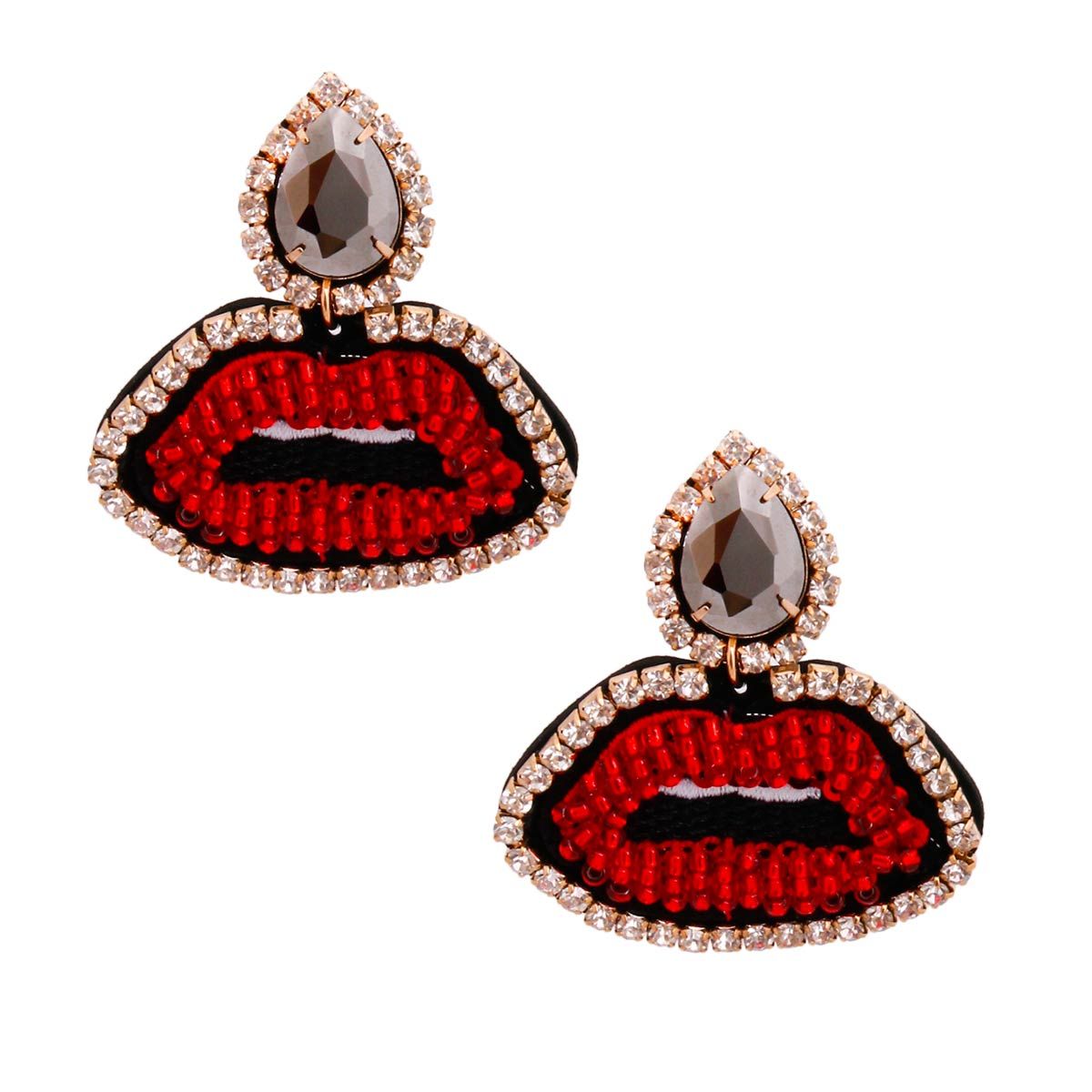 Hematite Teardrop Lips Earrings|2.25 inches - Premium Wholesale Jewelry from Pinktown - Just $18! Shop now at chiquestyles