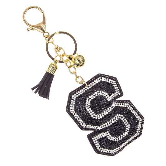 S Black Keychain Bag Charm|6.5 x 2.25 inches - Premium Wholesale Fashion Accessories from Pinktown - Just $8! Shop now at chiquestyles