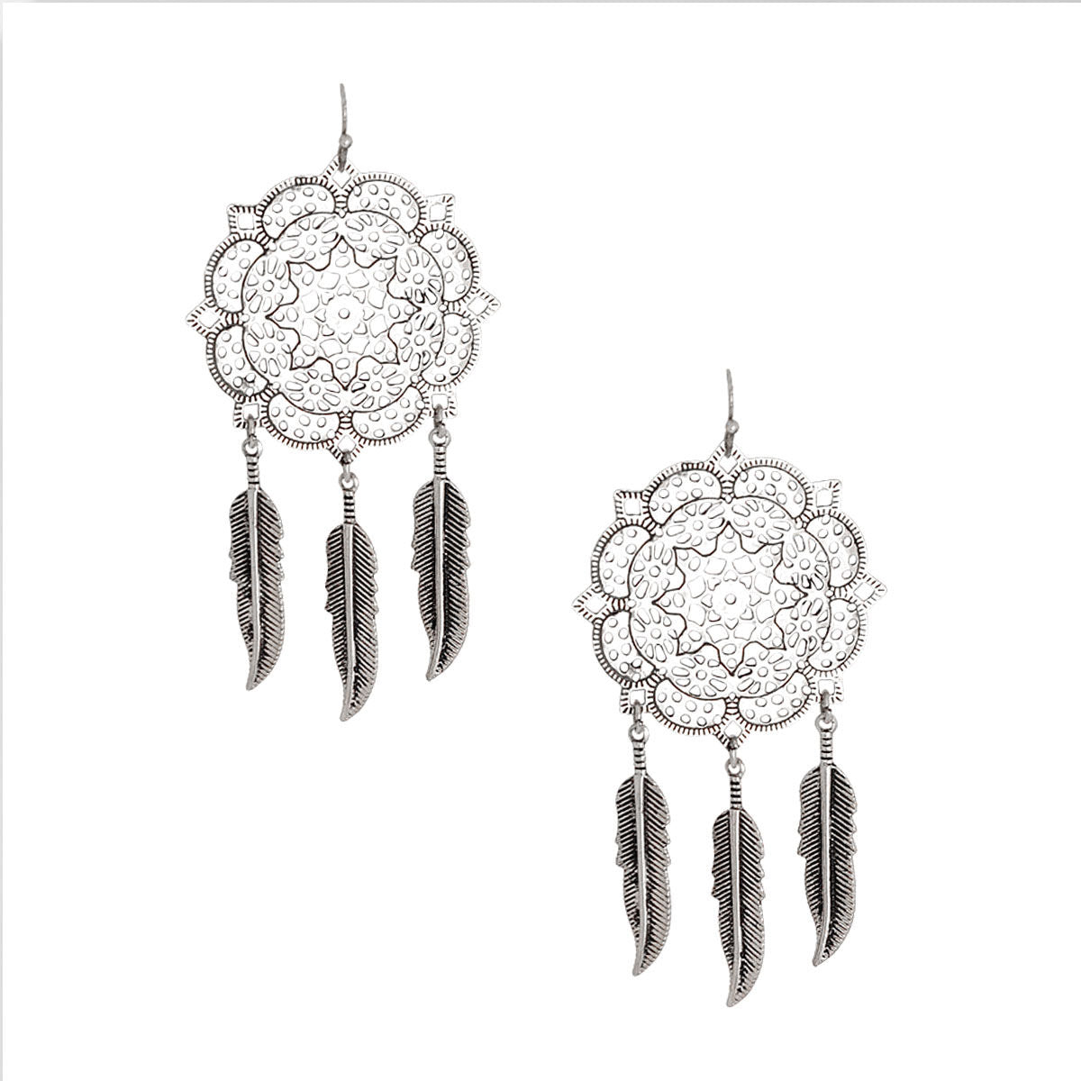 Burnished Silver Filigree Feather Earrings|3 inches - Premium Wholesale Jewelry from Pinktown - Just $9! Shop now at chiquestyles