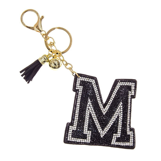 M Black Keychain Bag Charm|6.5 x 3 inches - Premium Wholesale Fashion Accessories from Pinktown - Just $8! Shop now at chiquestyles