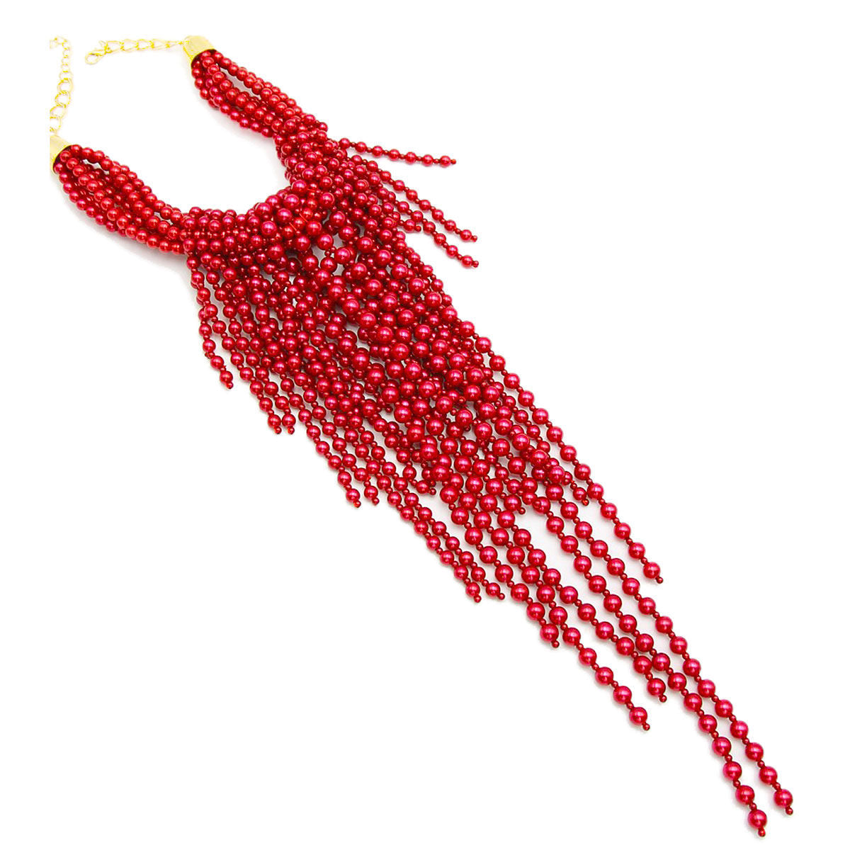 Red Pearl Fringe Necklace Set|18 inches - Premium Wholesale Jewelry from Pinktown - Just $39! Shop now at chiquestyles