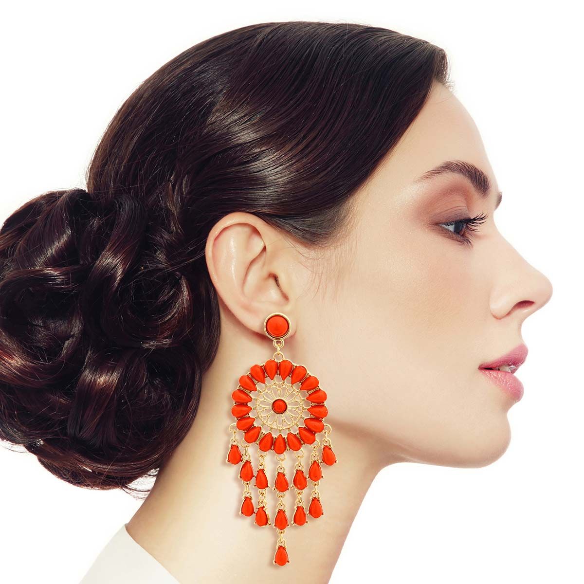 Coral Bead Dream Catcher Earrings|3.75 inches - Premium Wholesale Jewelry from Pinktown - Just $15! Shop now at chiquestyles