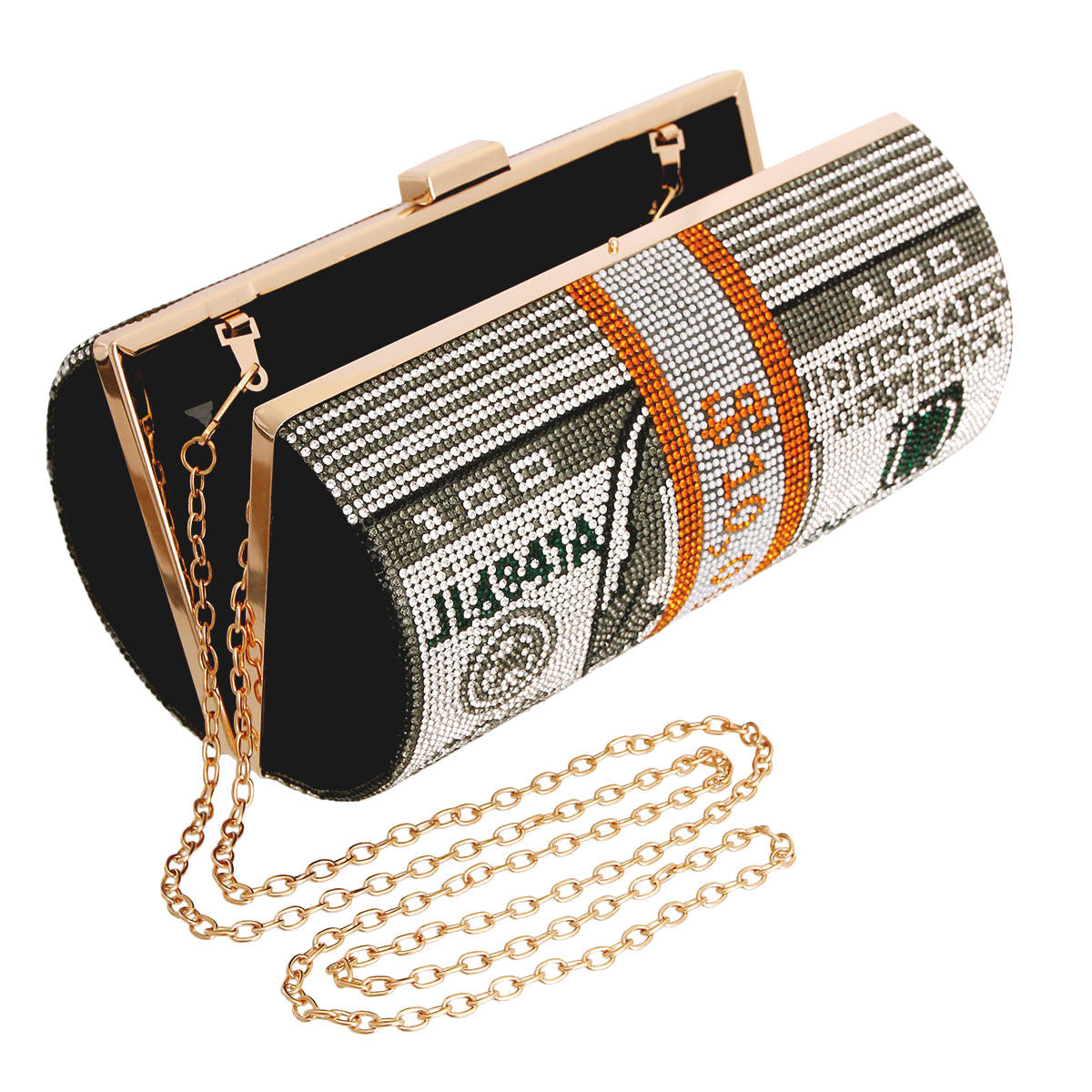 Black Bling Rolled Benjamins Clutch|7.75 x 4 x 4 inches - Premium Wholesale Fashion Accessories from Pinktown - Just $52! Shop now at chiquestyles