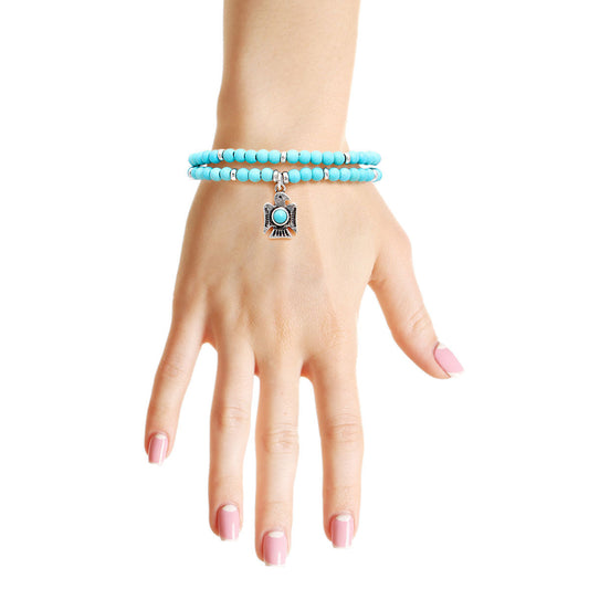 Turquoise Natural Stone Tunderbird Bracelet|Stretch to Fit - Premium Wholesale Jewelry from Pinktown - Just $9! Shop now at chiquestyles