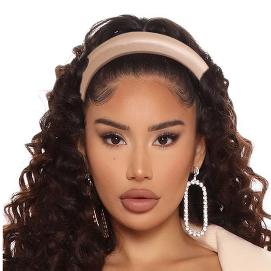 Gold Leather Puffy Headband|Adjustable - Premium Wholesale Fashion Accessories from Pinktown - Just $11! Shop now at chiquestyles