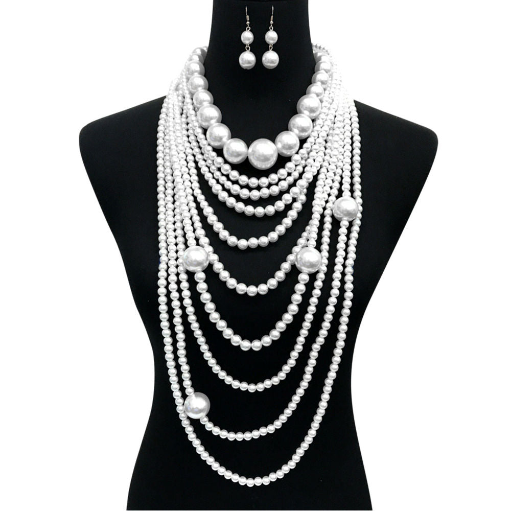 Long White Pearl Necklace Set|20 inches - Premium Wholesale Jewelry from Pinktown - Just $42! Shop now at chiquestyles