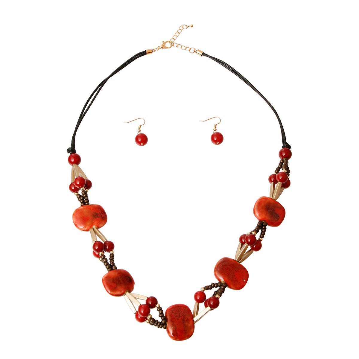Red Ceramic Bead Cord Set|26 inches - Premium Wholesale Jewelry from Pinktown - Just $17! Shop now at chiquestyles