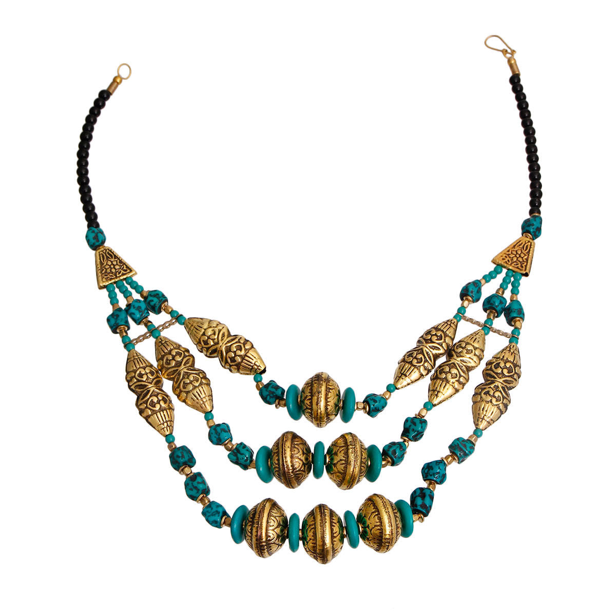 Teal Stone Engraved Gold Necklace|20 inches - Premium Wholesale Jewelry from Pinktown - Just $25! Shop now at chiquestyles