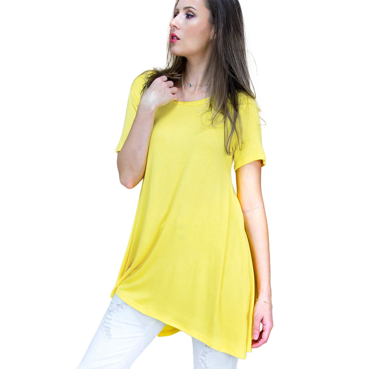 Medium Yellow Scoop Neck Tunic|Medium - Premium Wholesale Fashion Accessories from Pinktown - Just $26! Shop now at chiquestyles