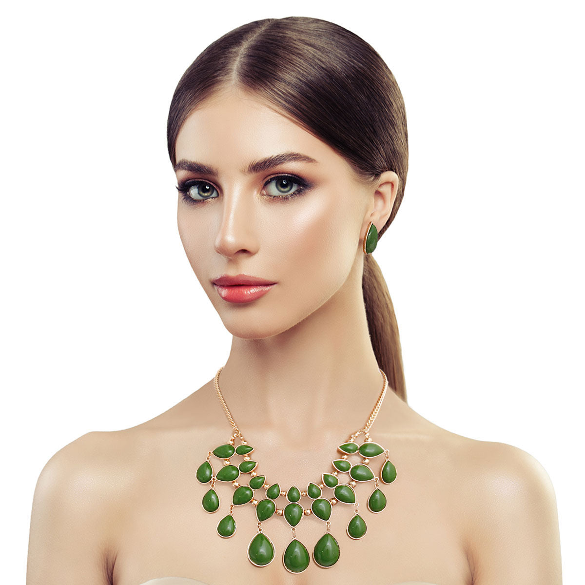 Green Beads Necklace Set|18 inches - Premium Wholesale Jewelry from Pinktown - Just $14! Shop now at chiquestyles