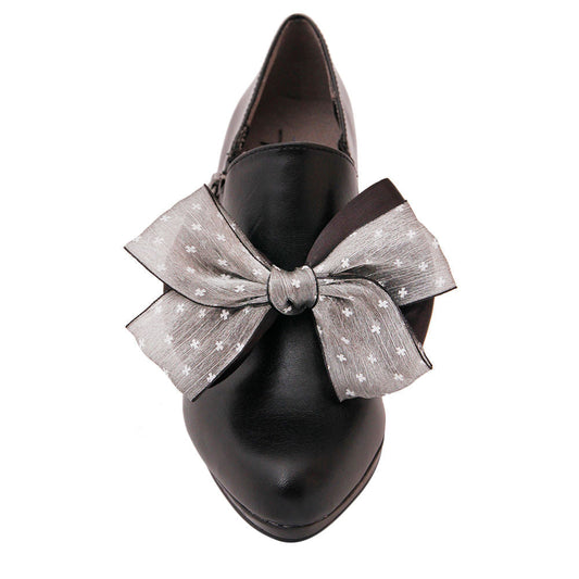 Pair of Gray and Black Bow Shoe Bands|5 inches - Premium Wholesale Jewelry from Pinktown - Just $22! Shop now at chiquestyles