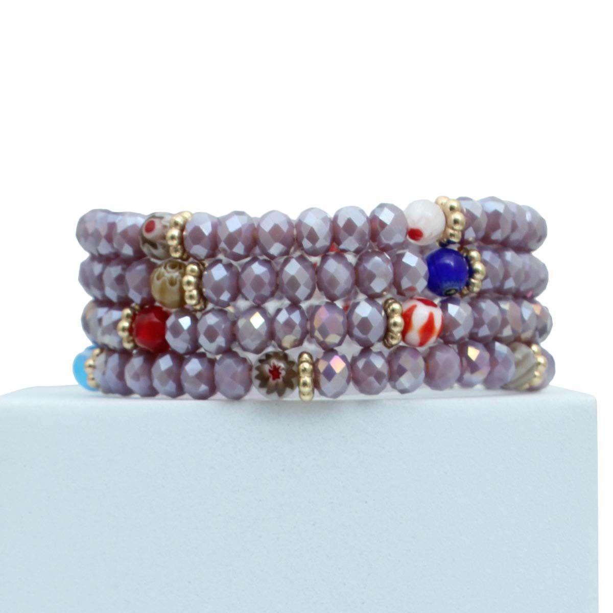 Light Purple Glass Bead Bracelets|Stretch to Fit - Premium Wholesale Jewelry from Pinktown - Just $13! Shop now at chiquestyles