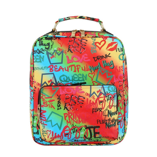 Multi Color Grafitti Trolley Sleeve Backpack|14.4 x 11.3 x 3.8 inches - Premium Wholesale Fashion Accessories from Pinktown - Just $64! Shop now at chiquestyles