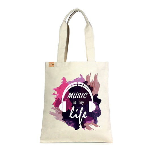 Music is My Life Eco Tote|15.75 x 13.75 inches - Premium Wholesale Fashion Accessories from Pinktown - Just $13! Shop now at chiquestyles