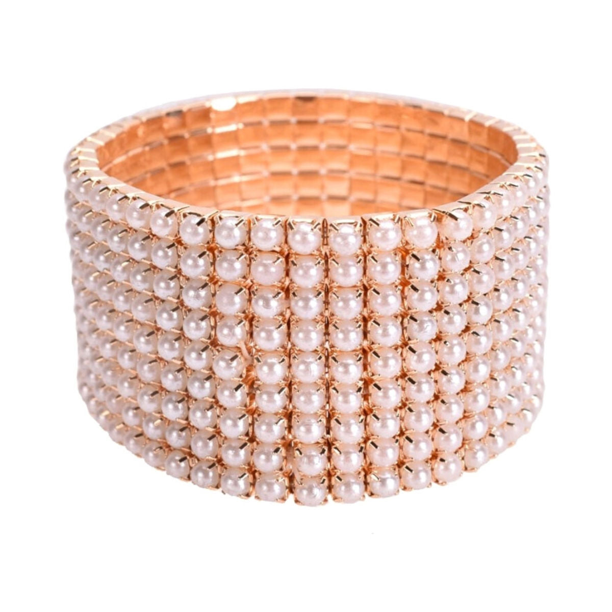 Cream Pearl 9 Line Bracelet|Stretch to Fit - Premium Wholesale Jewelry from Pinktown - Just $10! Shop now at chiquestyles