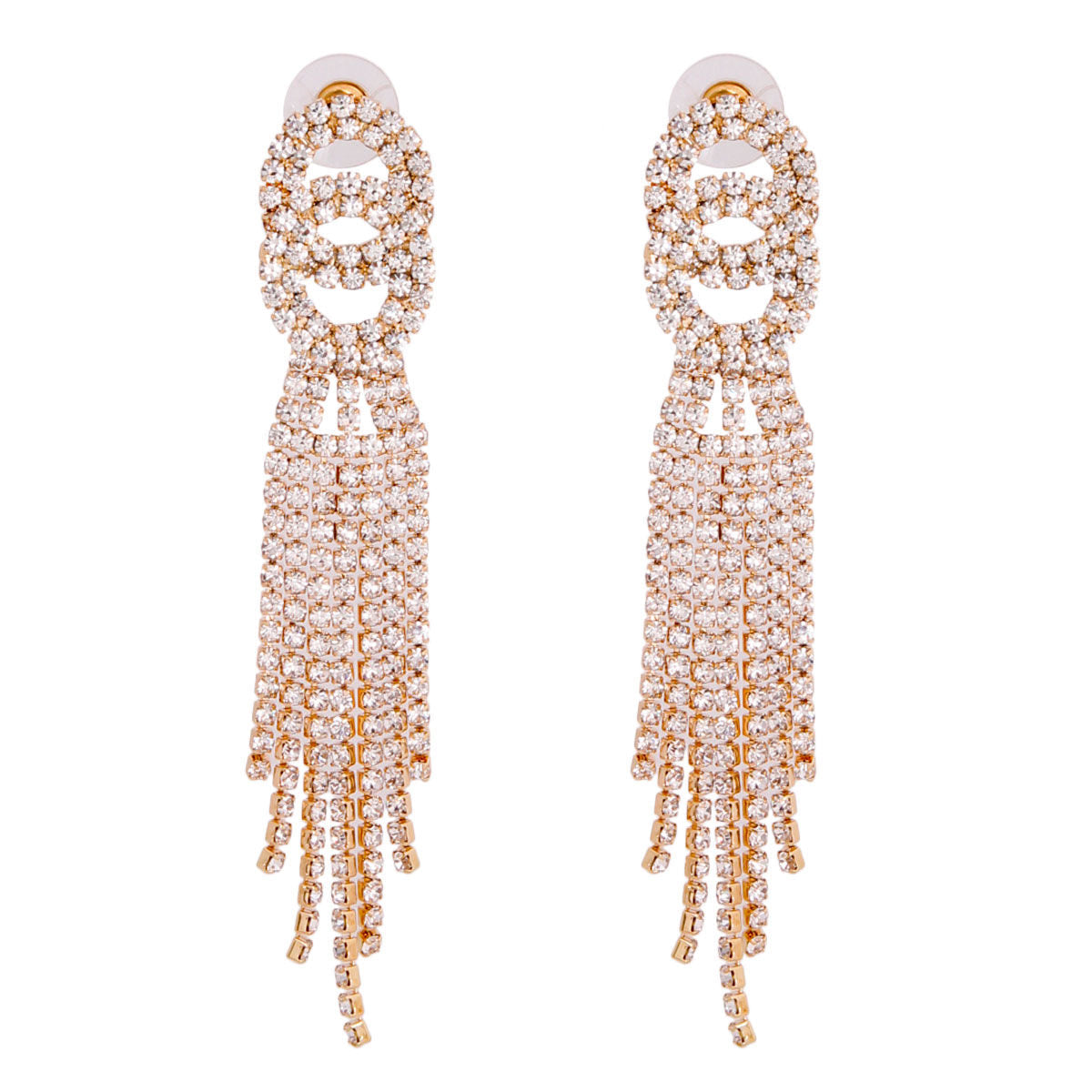 Gold Double Circle Fringe Earrings|3.25 inches - Premium Wholesale Jewelry from Pinktown - Just $8! Shop now at chiquestyles