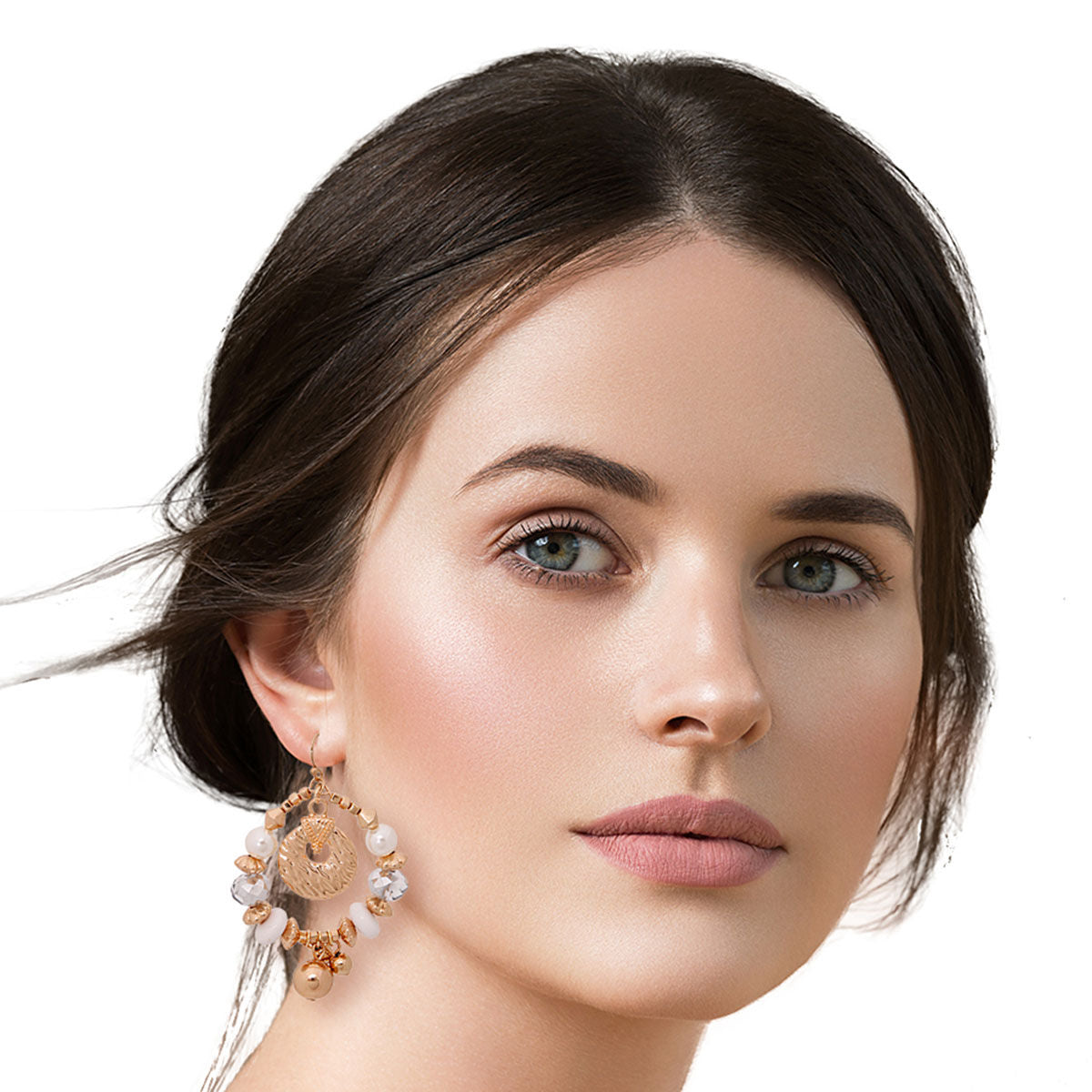 Gold Beaded Oval Earrings|2.25 inches - Premium Wholesale Jewelry from Pinktown - Just $11! Shop now at chiquestyles