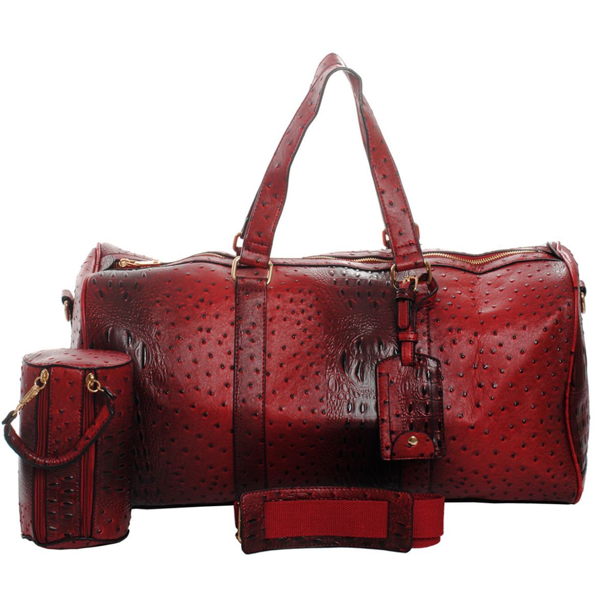 Red Ostrich Weekender Duffel Bag - Premium Wholesale Fashion Accessories from Pinktown - Just $85! Shop now at chiquestyles