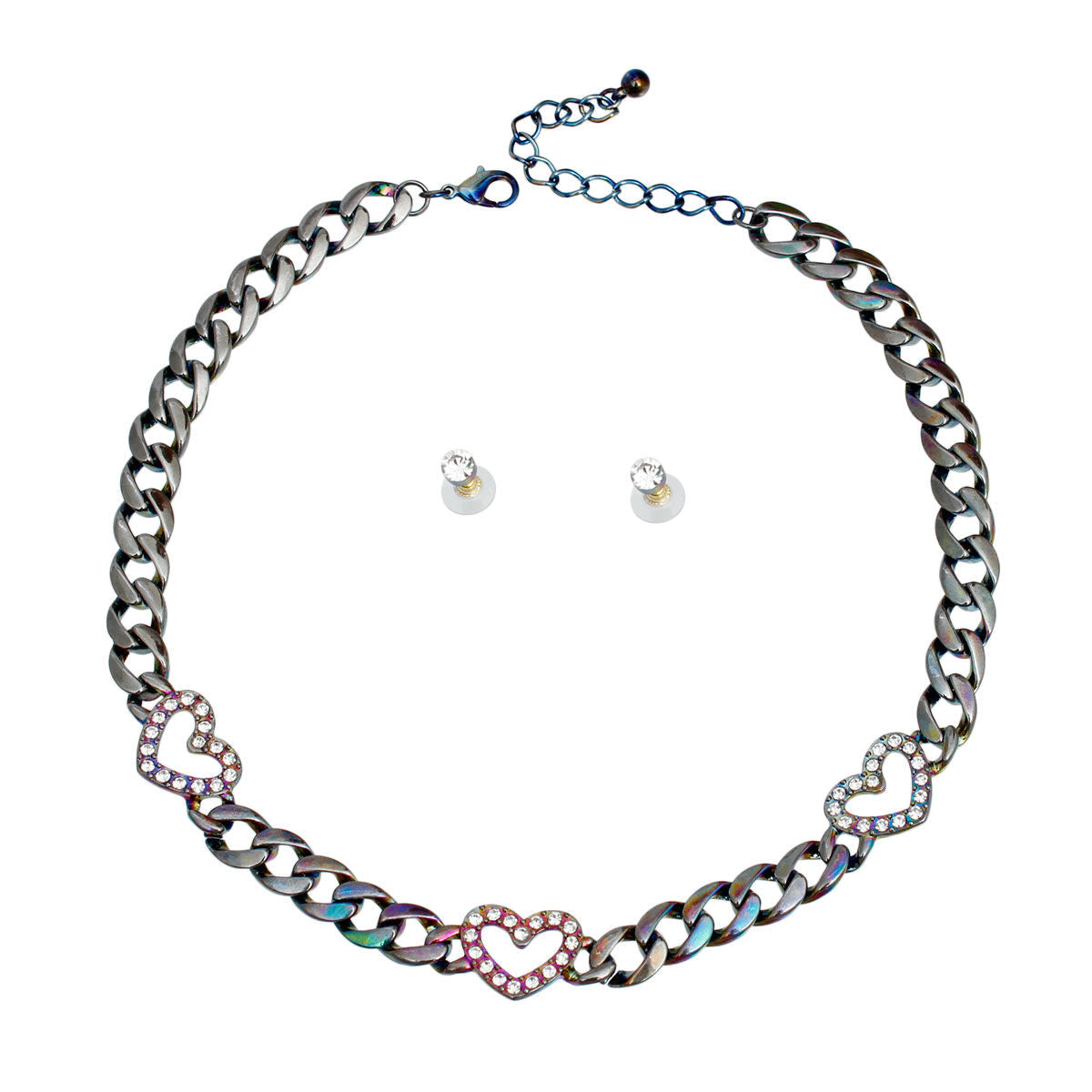 Rainbow Metal Link Heart Chain|18 inches - Premium Wholesale Jewelry from Pinktown - Just $18! Shop now at chiquestyles