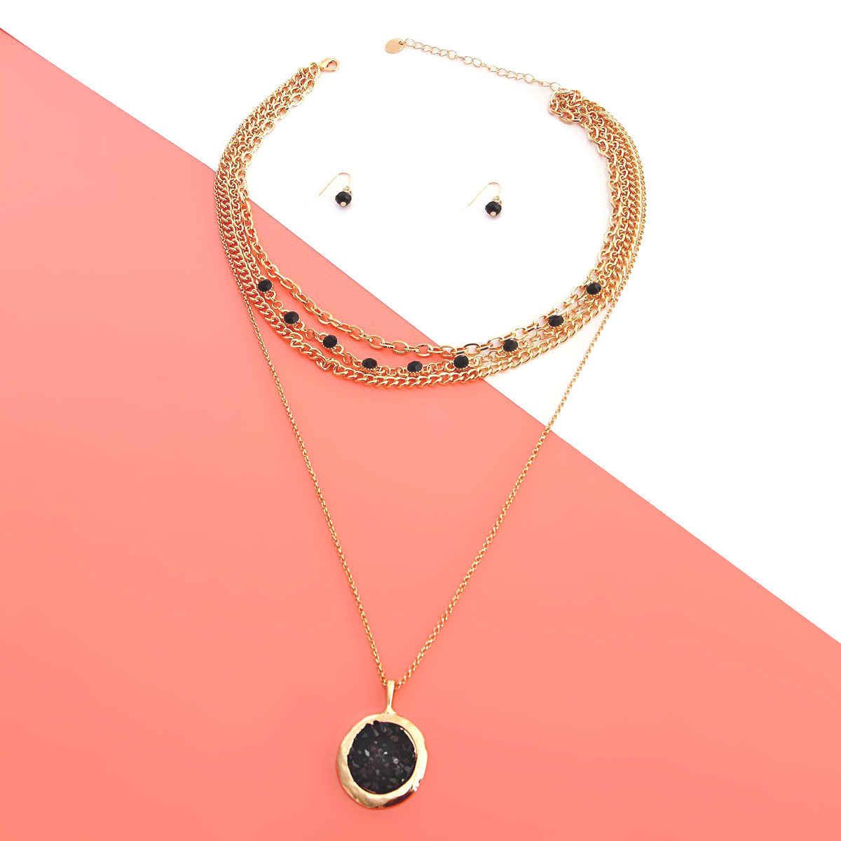 4 Strand Black Glass Necklace|16 inches - Premium Wholesale Jewelry from Pinktown - Just $15! Shop now at chiquestyles