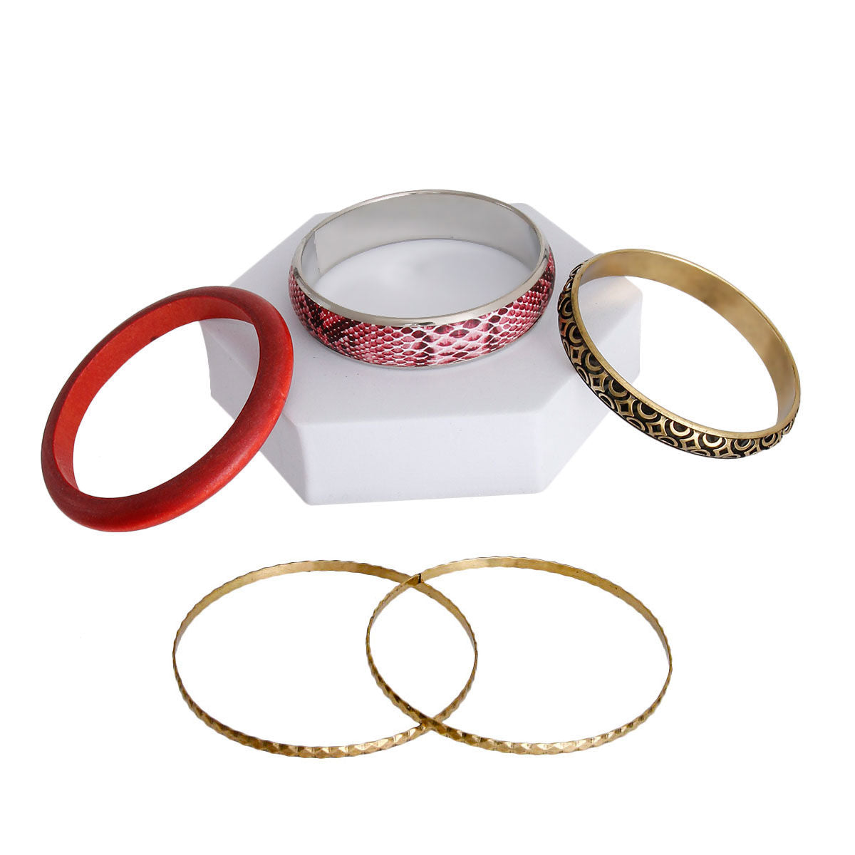 Burgundy Snake Skin Bangle Set|8.5 inches - Premium Wholesale Jewelry from Pinktown - Just $7! Shop now at chiquestyles