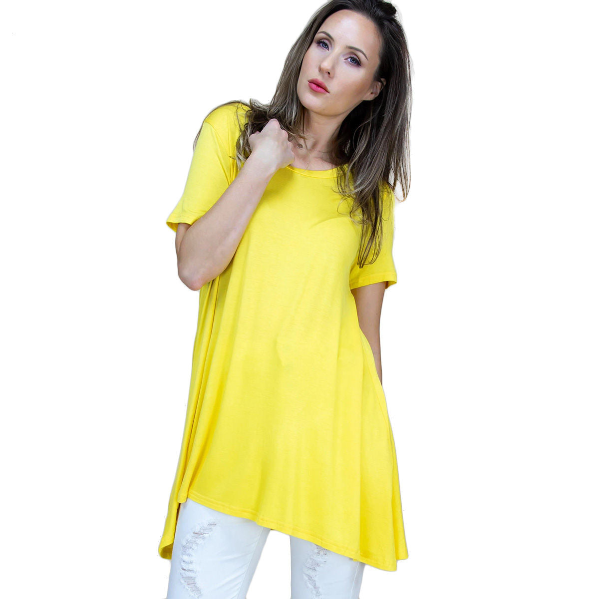 Medium Yellow Scoop Neck Tunic|Medium - Premium Wholesale Fashion Accessories from Pinktown - Just $26! Shop now at chiquestyles