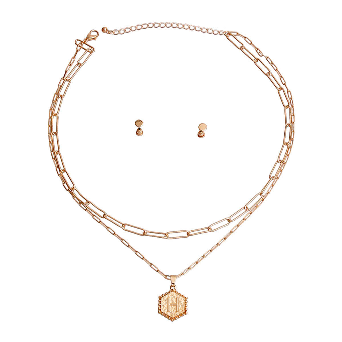 H Hexagon Initial Charm Necklace|17 inches - Premium Wholesale Jewelry from Pinktown - Just $13! Shop now at chiquestyles