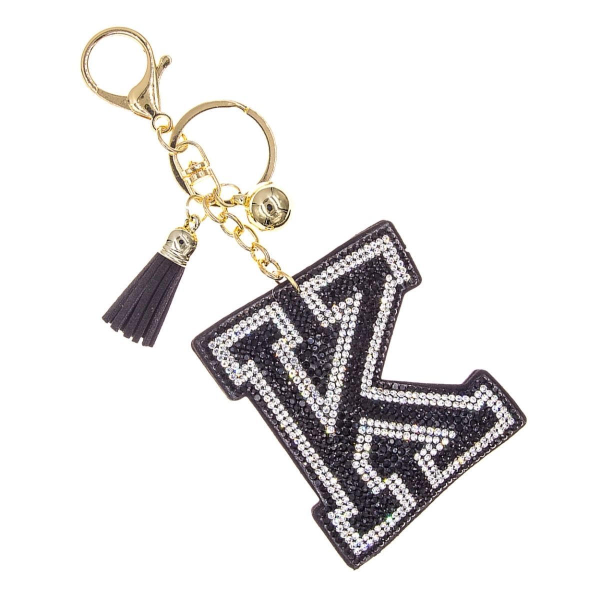 K Black Keychain Bag Charm|6.5 x 2.25 inches - Premium Wholesale Fashion Accessories from Pinktown - Just $8! Shop now at chiquestyles