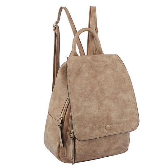 Light Brown Flap Convertible Backpack Bag|12.5 x 10.5 x 3 inches - Premium Wholesale Fashion Accessories from Pinktown - Just $68! Shop now at chiquestyles