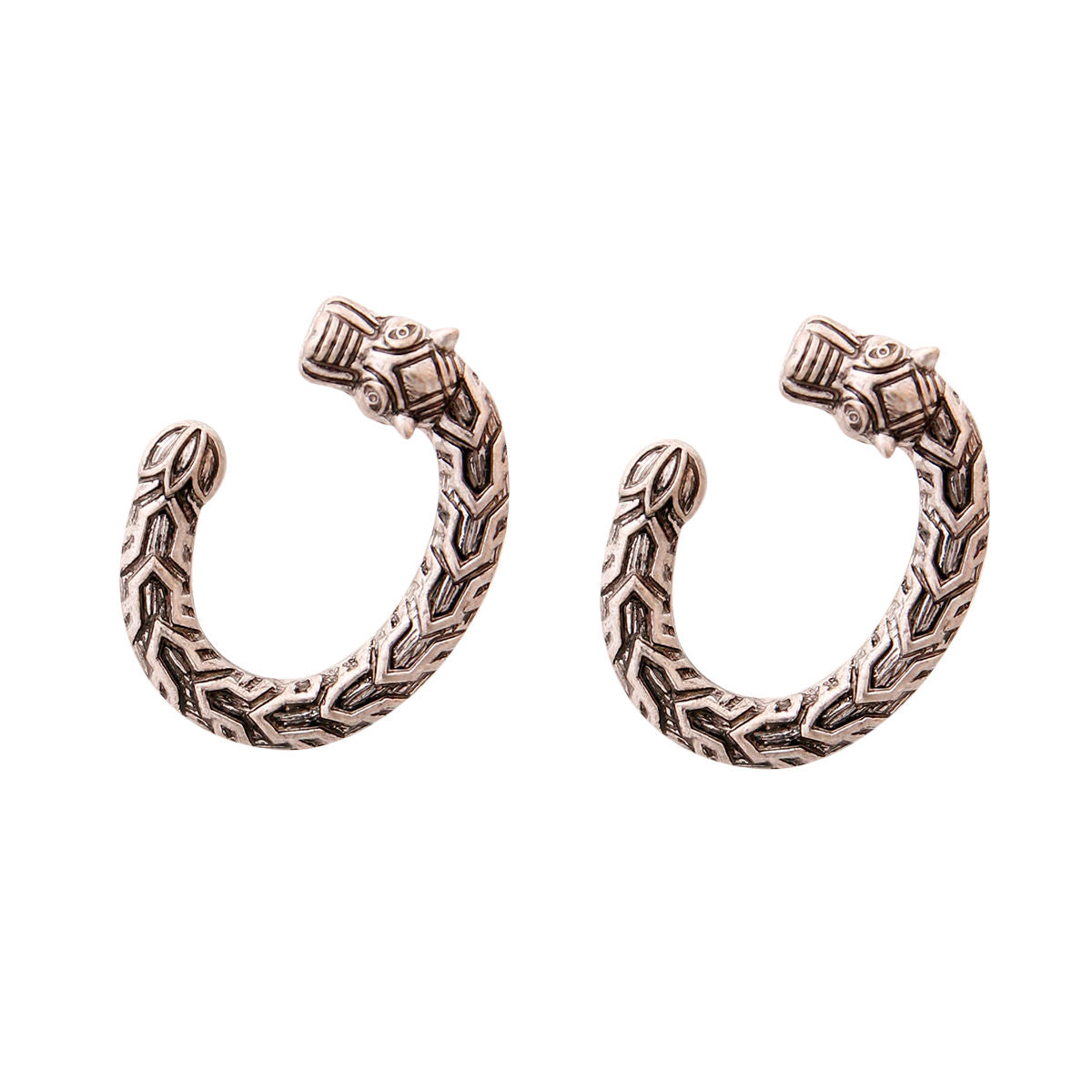 Burnished Silver Dragon Horseshoe Earrings|1.5 inches - Premium Wholesale Jewelry from Pinktown - Just $8! Shop now at chiquestyles