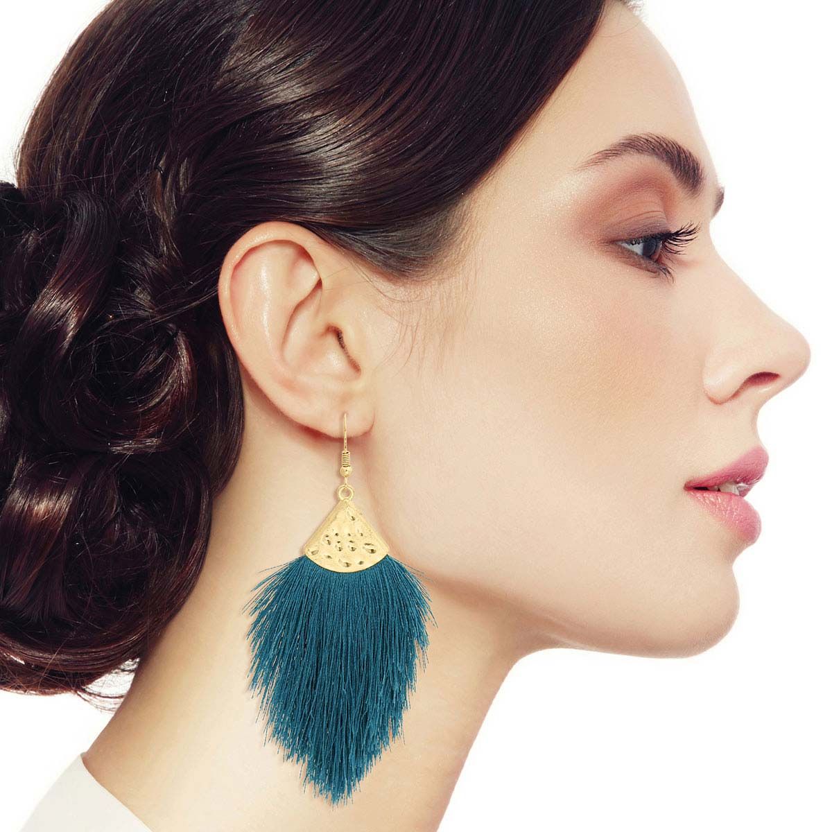 Teal Silk Tassel Fish Hook Earrings|3.5 inches - Premium Wholesale Jewelry from Pinktown - Just $11! Shop now at chiquestyles