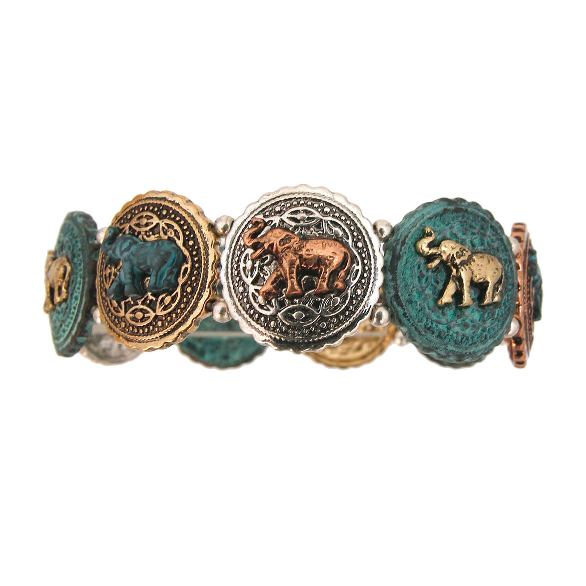 Patina Metal Elephant Round Bracelet|Stretch to Fit - Premium Wholesale Jewelry from Pinktown - Just $11! Shop now at chiquestyles