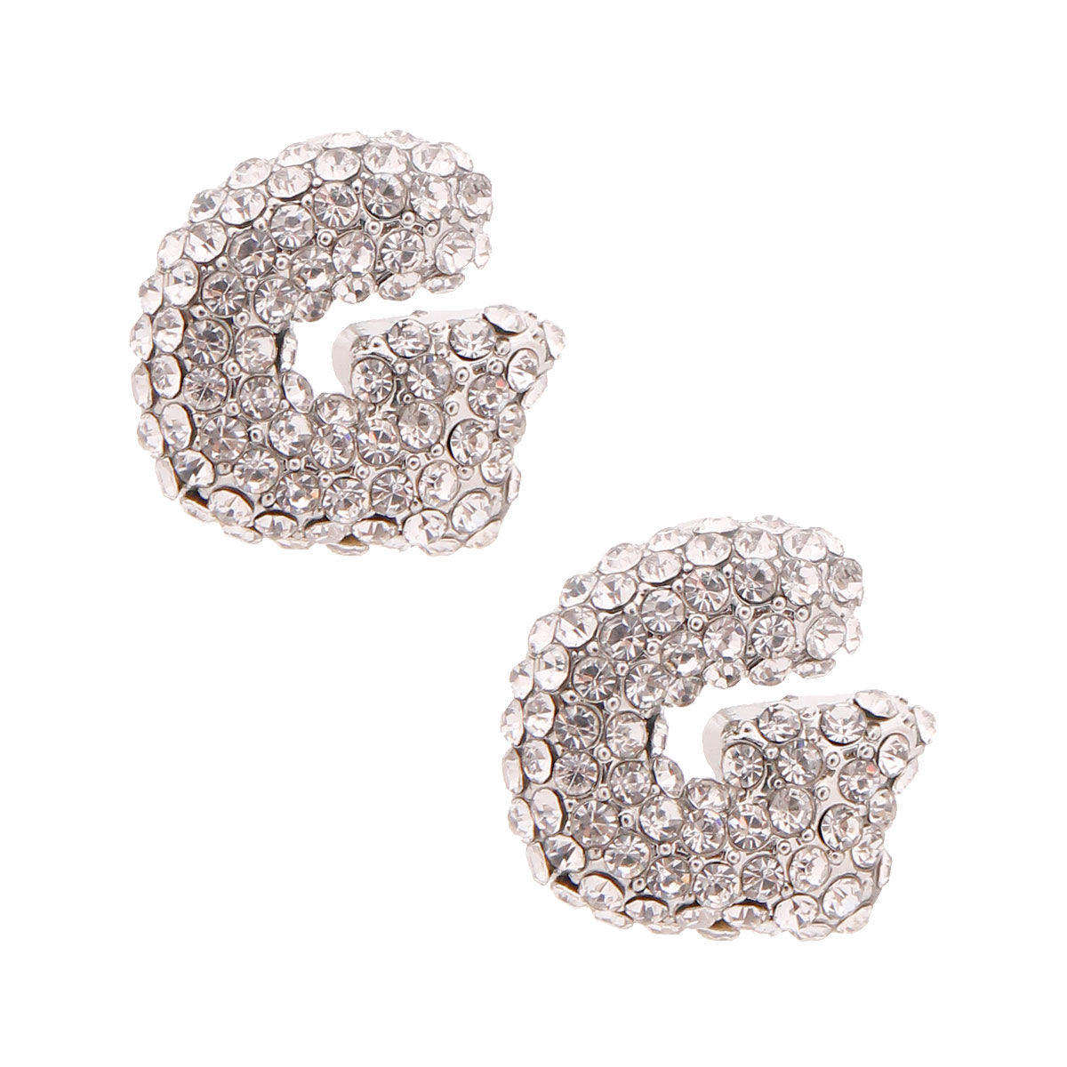 G Rhinestone Silver Studs|0.85 inches - Premium Wholesale Jewelry from Pinktown - Just $11! Shop now at chiquestyles