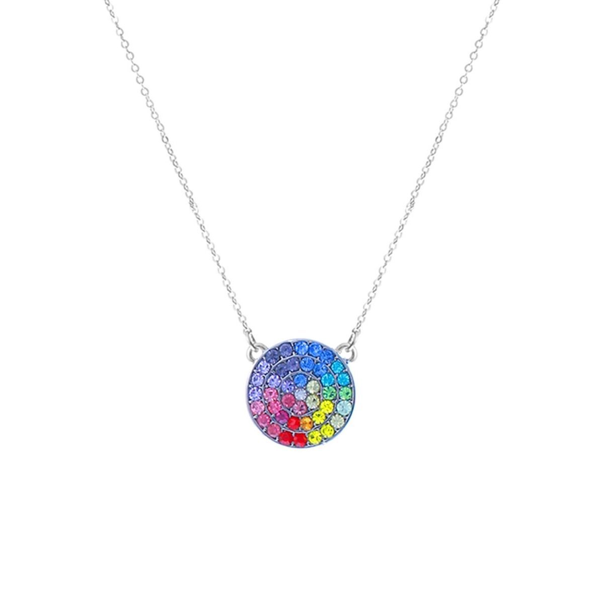 Rainbow Circle Silver Chain Necklace|18 + 3 inches - Premium Wholesale Jewelry from Pinktown - Just $7! Shop now at chiquestyles