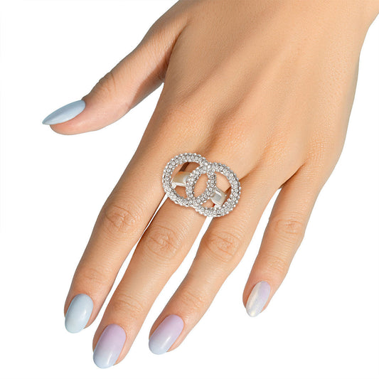 Silver Pave Infinity Link Ring|Stretch to Fit - Premium Wholesale Jewelry from Pinktown - Just $10! Shop now at chiquestyles