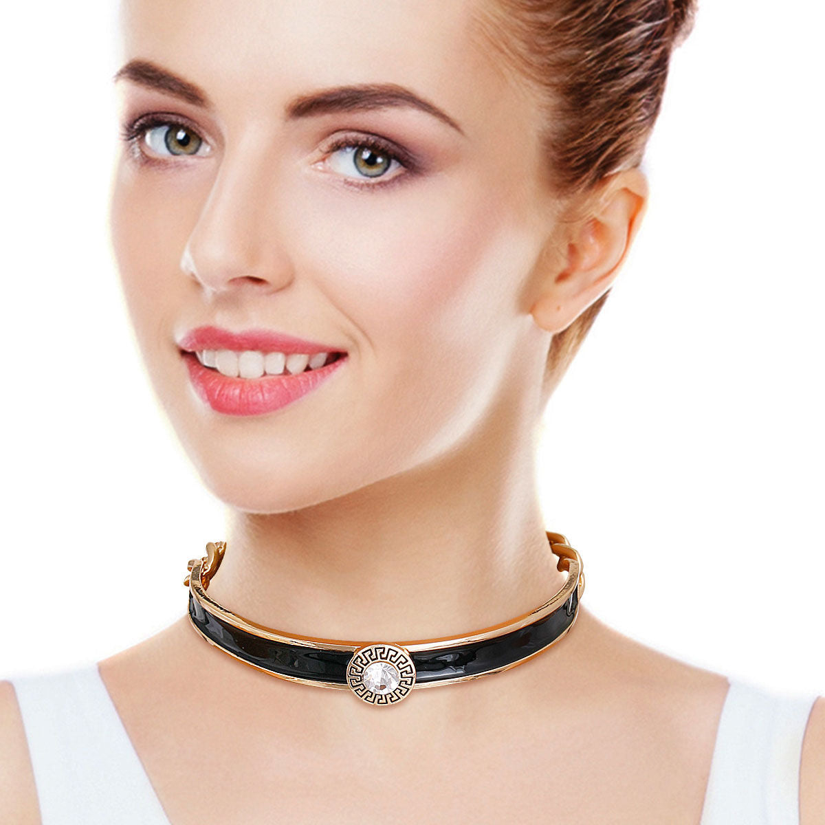 Black Greek Medallion Choker|16 inches - Premium Wholesale Jewelry from Pinktown - Just $16! Shop now at chiquestyles