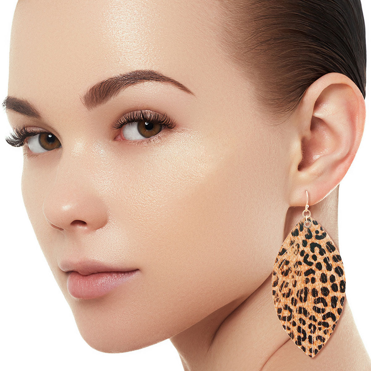 Genuine Leather Leopard Feather Earrings|3 inches - Premium Wholesale Jewelry from Pinktown - Just $11! Shop now at chiquestyles