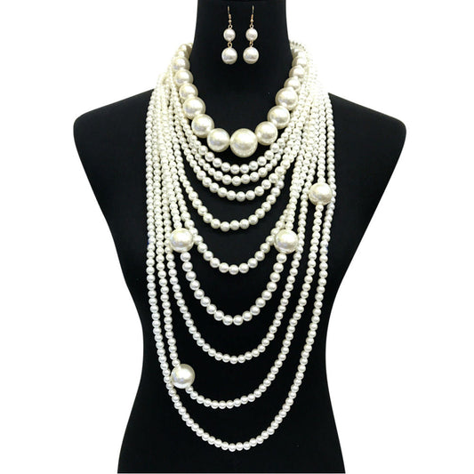 Long Cream Pearl Necklace Set|20 inches - Premium Wholesale Jewelry from Pinktown - Just $42! Shop now at chiquestyles