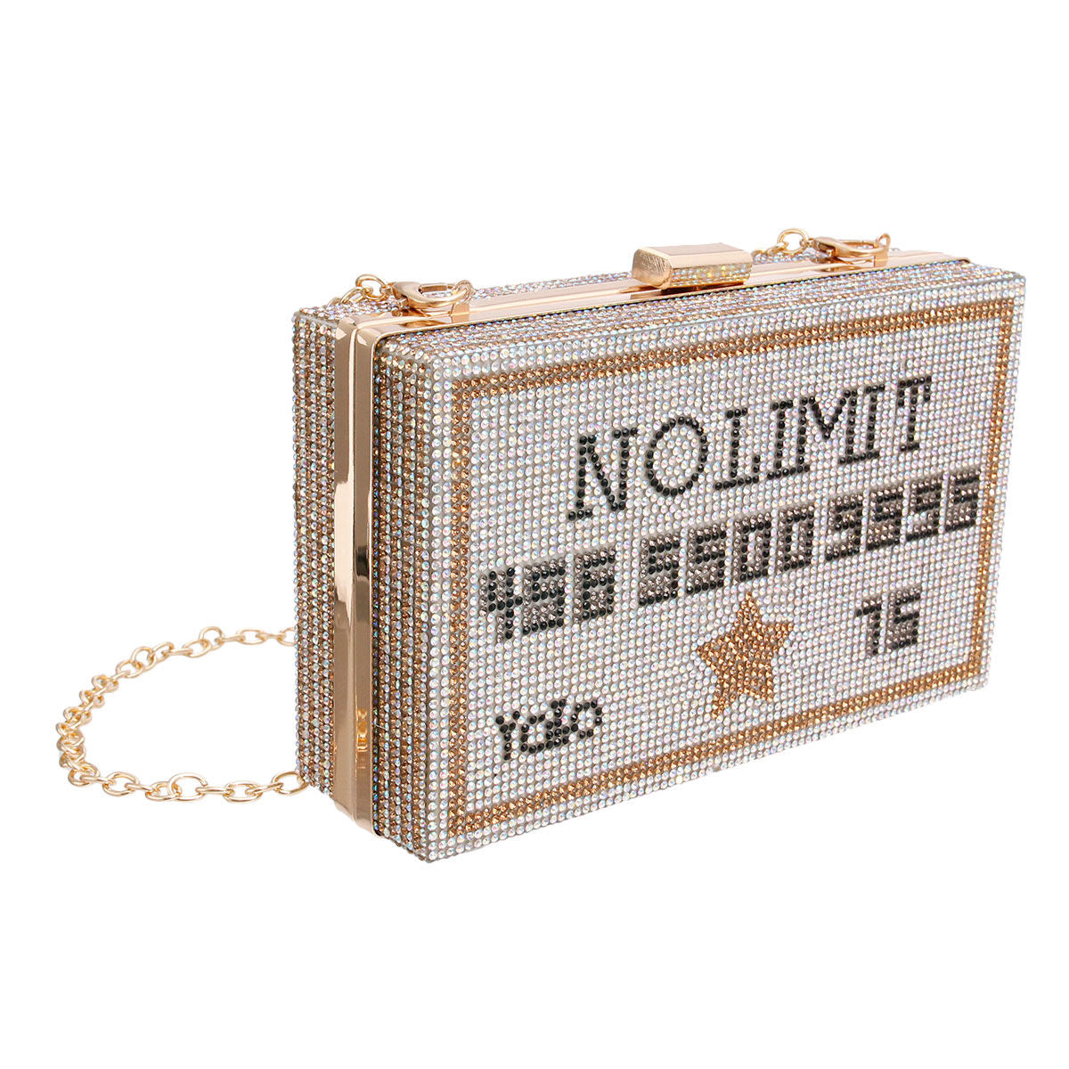 Silver No Limit Card Bling Clutch|7.5 x 4.5 x 2.25 inches - Premium Wholesale Fashion Accessories from Pinktown - Just $49! Shop now at chiquestyles