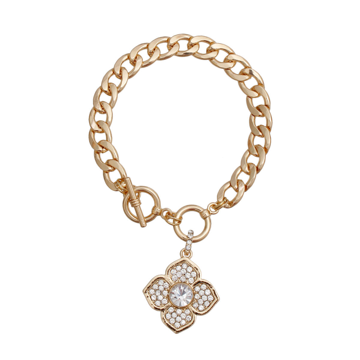 Gold Luxury French Designer Flower Bracelet|8 inches - Premium Wholesale Jewelry from Pinktown - Just $10! Shop now at chiquestyles