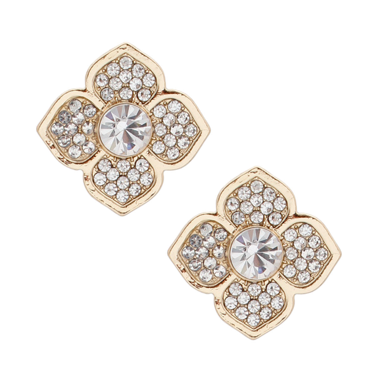 Gold Luxury French Designer Flower Studs|1.25 inches - Premium Wholesale Jewelry from Pinktown - Just $11! Shop now at chiquestyles