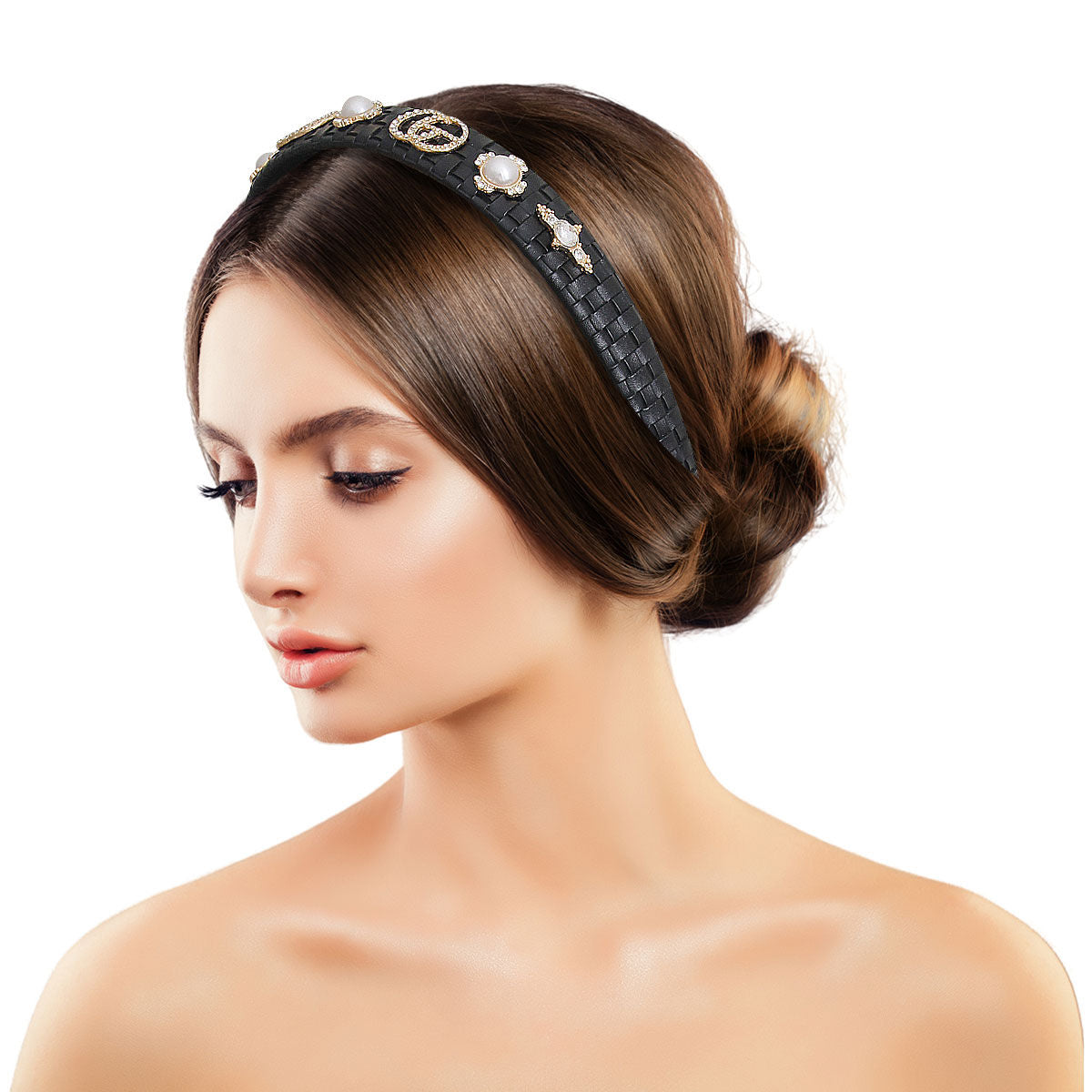 Black Woven Leather Designer Headband|Adjustable - Premium Wholesale Fashion Accessories from Pinktown - Just $19! Shop now at chiquestyles