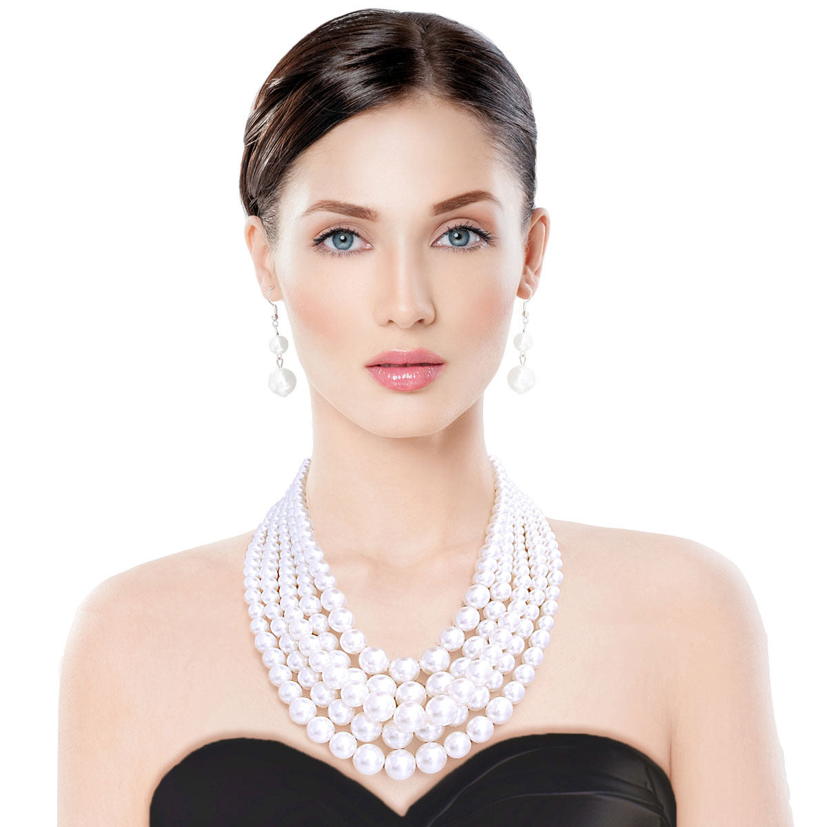 White Multi Strand Pearl Necklace Set|18 inches - Premium Wholesale Jewelry from Pinktown - Just $20! Shop now at chiquestyles