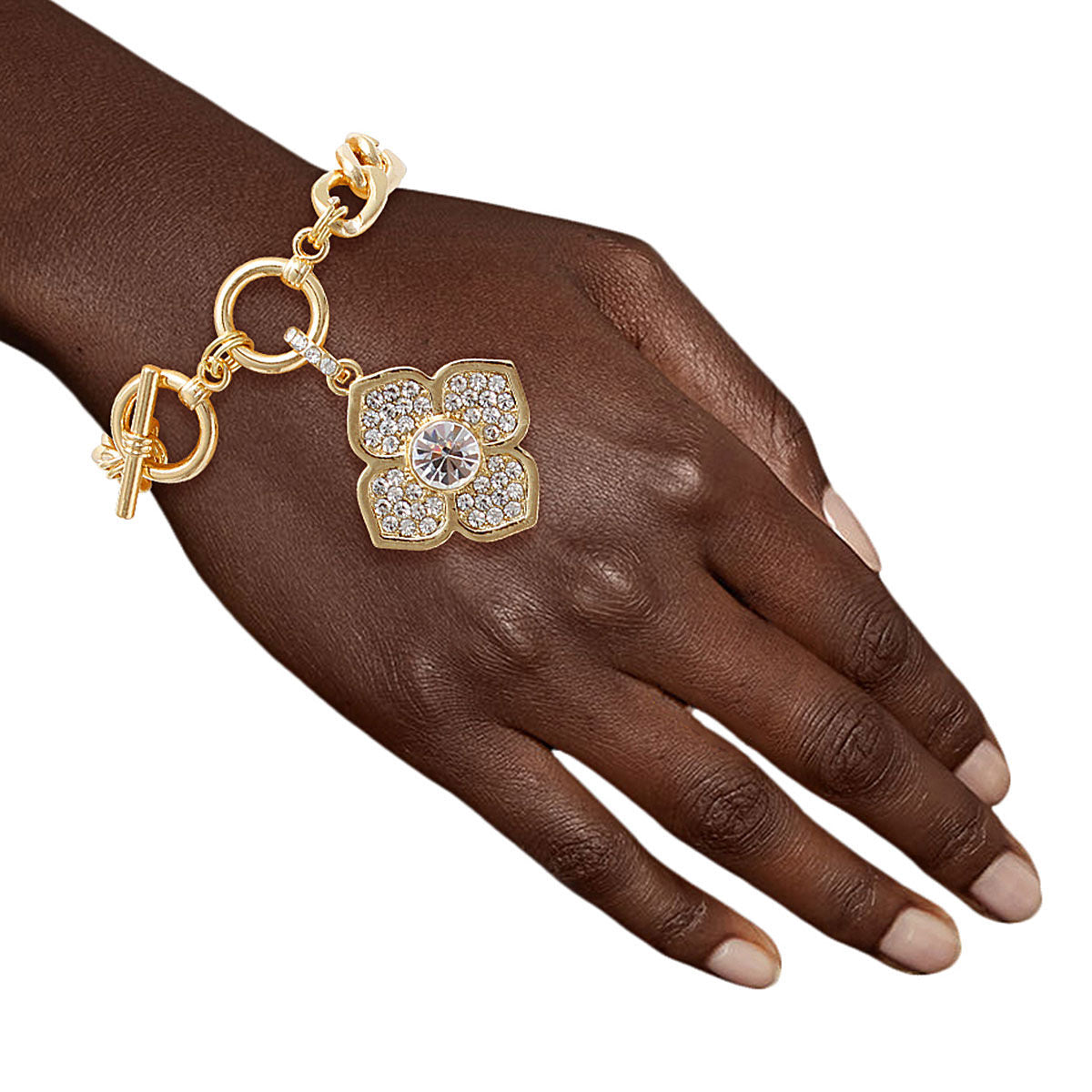 Gold Luxury French Designer Flower Bracelet|8 inches - Premium Wholesale Jewelry from Pinktown - Just $10! Shop now at chiquestyles