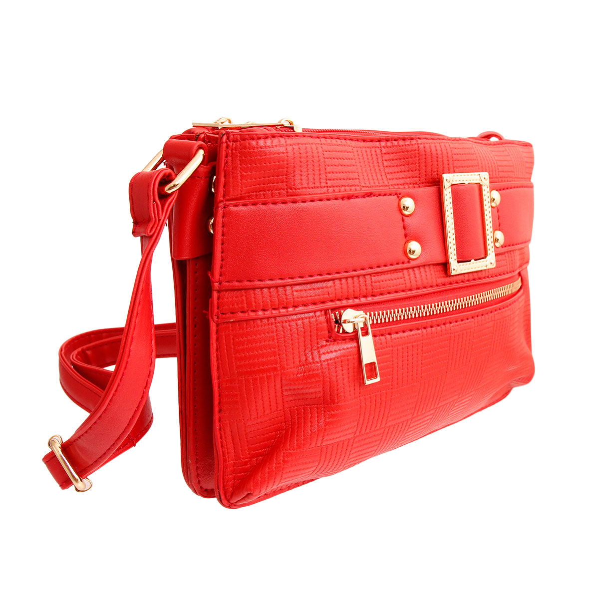 Red Leather Buckle Crossbody|10 x 8 x 2 inches - Premium Wholesale Fashion Accessories from Pinktown - Just $39! Shop now at chiquestyles