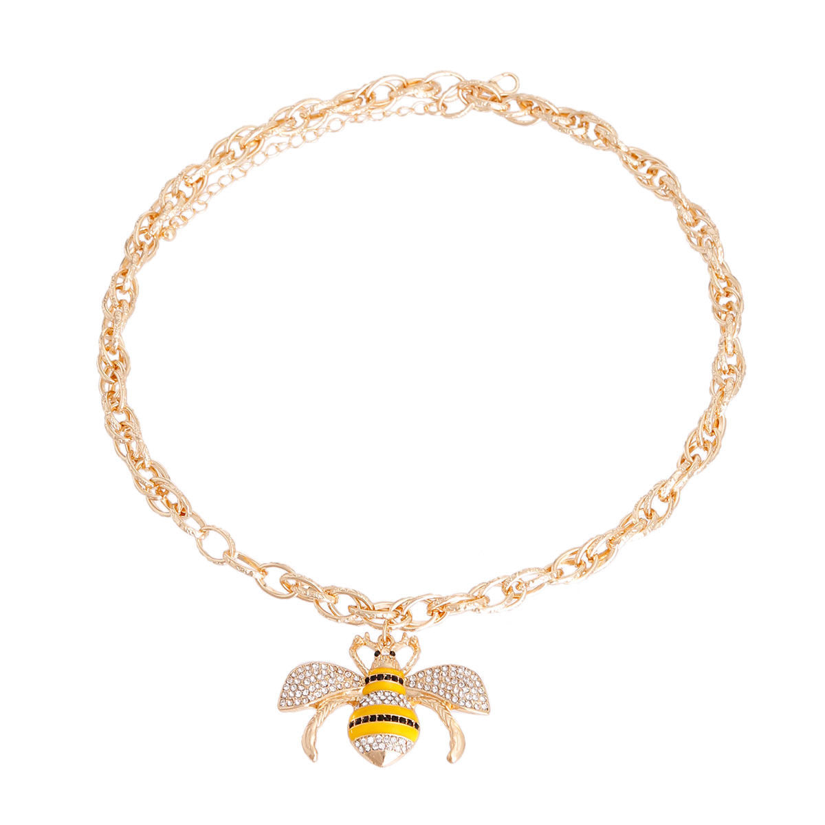 Yellow Striped Bee Chain Link Necklace|20 inches - Premium Wholesale Jewelry from Pinktown - Just $14! Shop now at chiquestyles