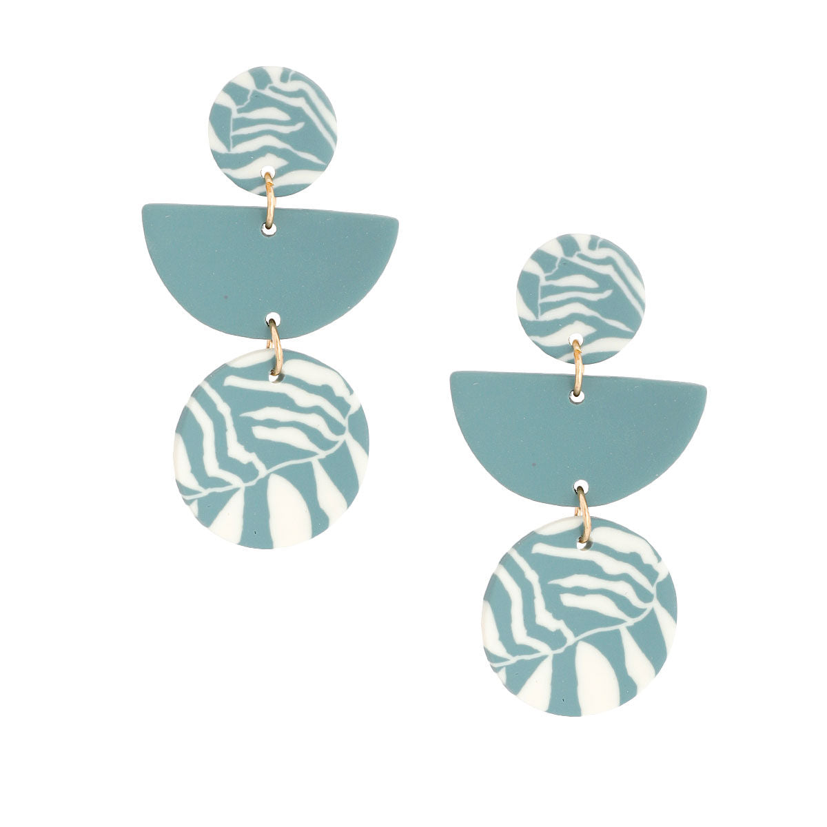 Teal Clay Leaf Pattern Earrings|2.45 inches - Premium Wholesale Jewelry from Pinktown - Just $13! Shop now at chiquestyles