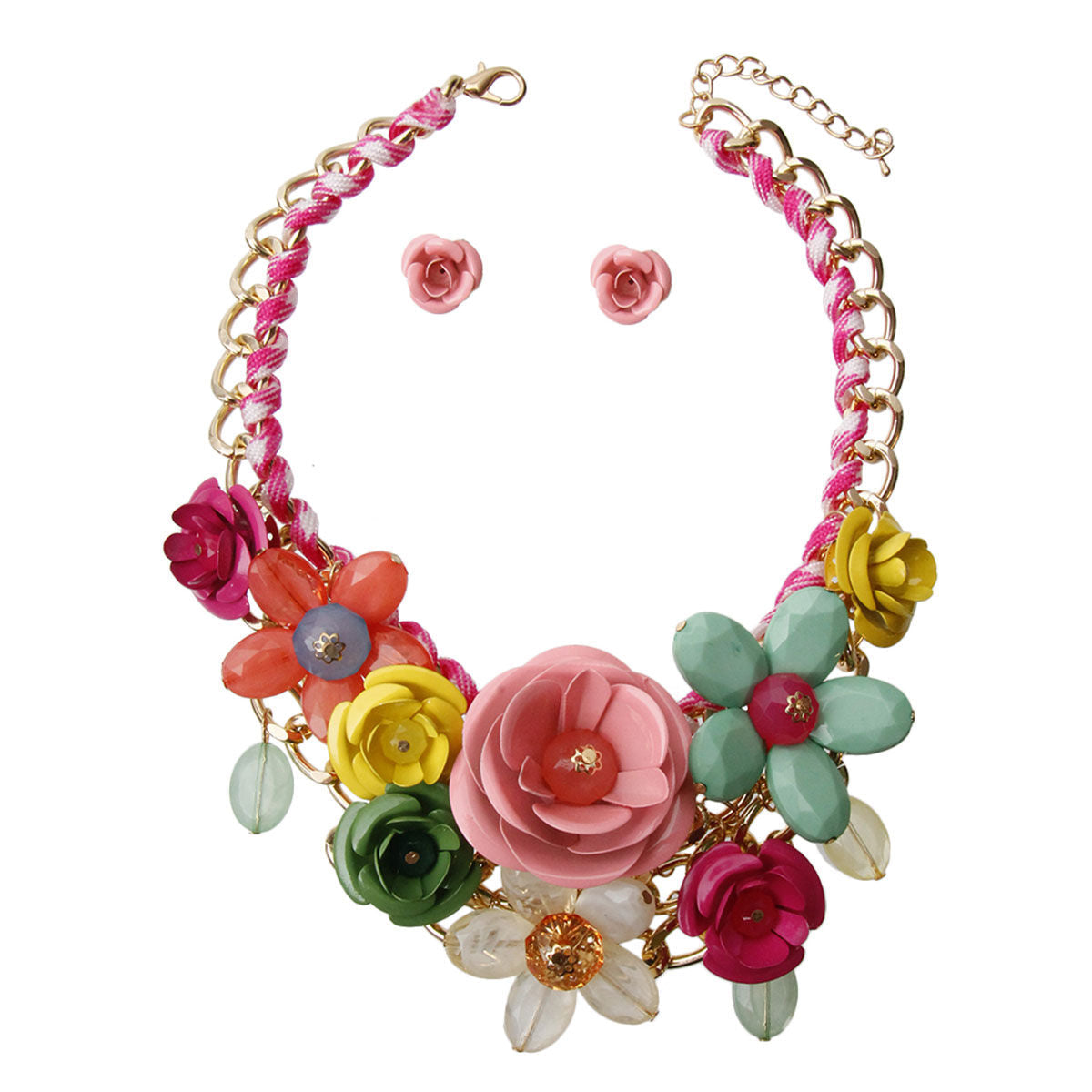 Bright Rose Chunky Collar Necklace|18 inches - Premium Wholesale Jewelry from Pinktown - Just $23! Shop now at chiquestyles